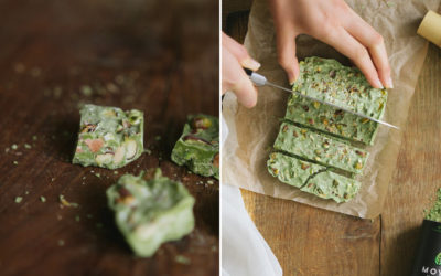 Selbstgemachte Matcha-Schokoladentafeln